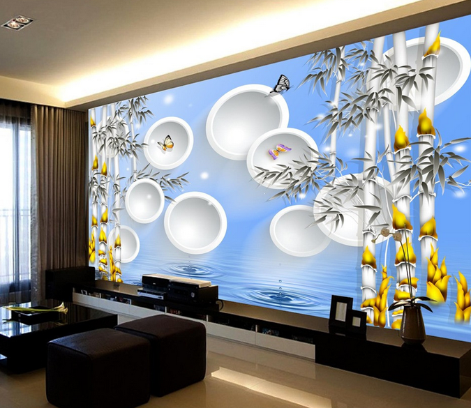 Bamboos And Butterflies Wallpaper AJ Wallpaper 