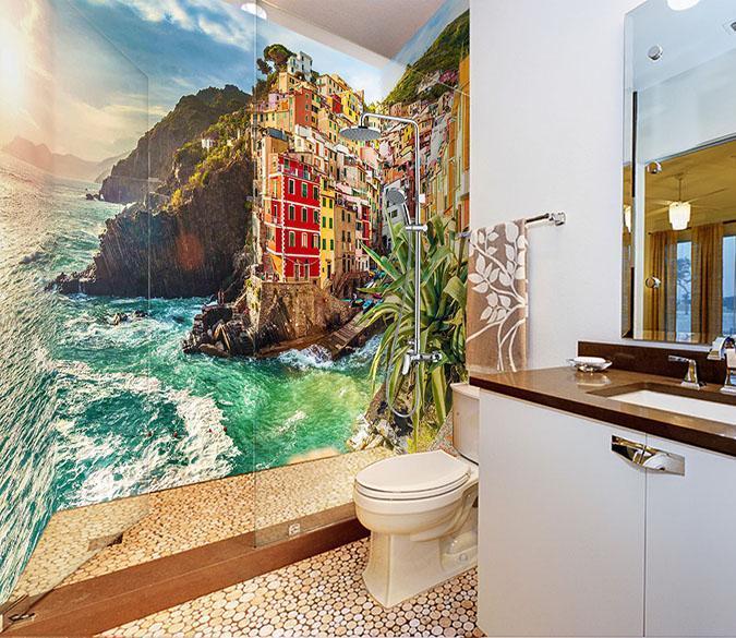 3D Sea Coast Town 37 Bathroom Wallpaper Wallpaper AJ Wallpaper 
