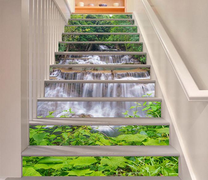 3D Green Plants Clear Waterfalls 712 Stair Risers Wallpaper AJ Wallpaper 