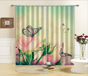 3D Pretty Flowers Butterflies 611 Curtains Drapes Wallpaper AJ Wallpaper 