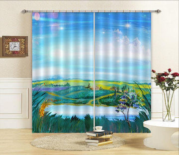 3D Lake Scenery Painting 687 Curtains Drapes Wallpaper AJ Wallpaper 