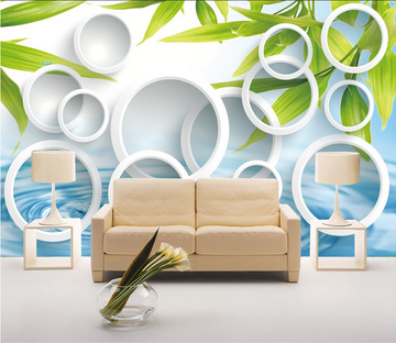 Green Leaves And Circles Wallpaper AJ Wallpaper 