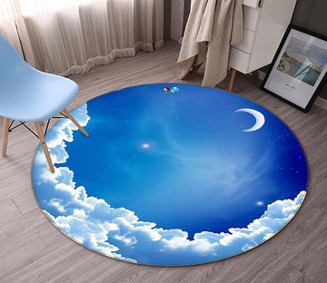 3D Stars Sky Moon Clouds 3 Round Non Slip Rug Mat Mat AJ Creativity Home 