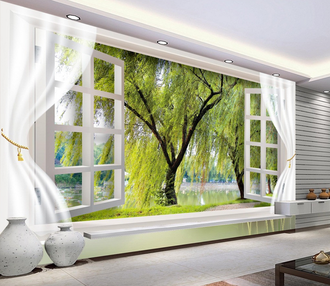 Window Willow Trees Wallpaper AJ Wallpaper 