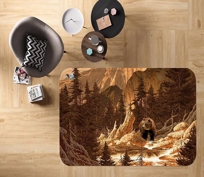 3D Mountain Bear 129 Non Slip Rug Mat Mat AJ Creativity Home 