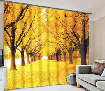 3D Autumn Yellow Trees 917 Curtains Drapes Wallpaper AJ Wallpaper 