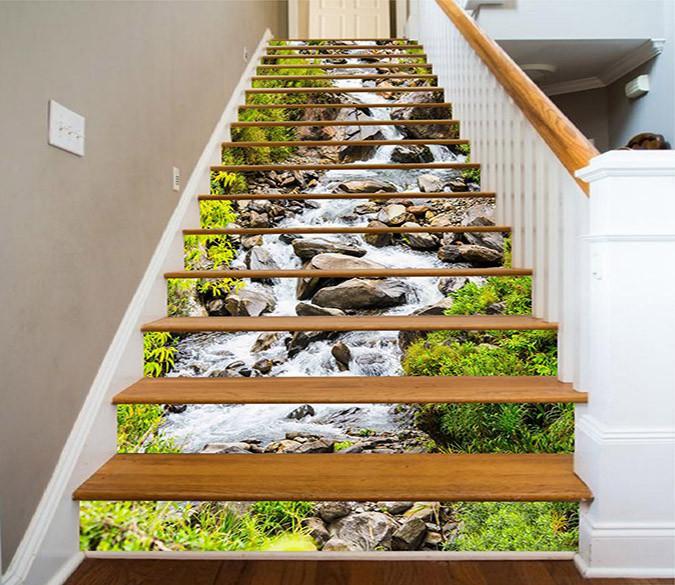 3D Creek Rocks 1472 Stair Risers Wallpaper AJ Wallpaper 