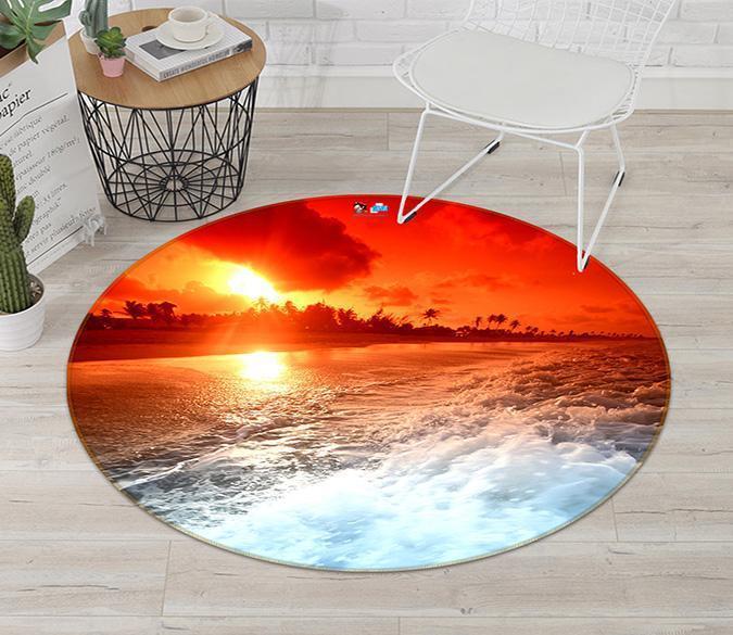 3D Bright Beach Sunset 127 Round Non Slip Rug Mat Mat AJ Creativity Home 