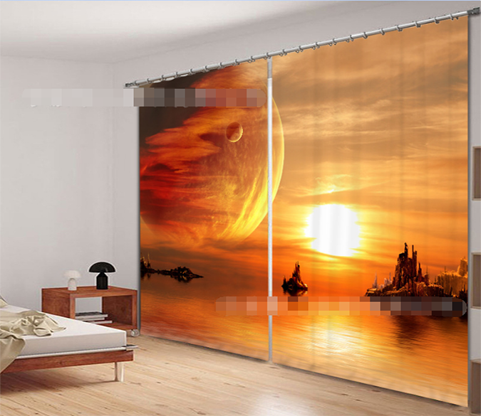 3D Sea Bright Sun 2174 Curtains Drapes Wallpaper AJ Wallpaper 