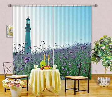 3D Flowers Field Lighthouse 131 Curtains Drapes Wallpaper AJ Wallpaper 
