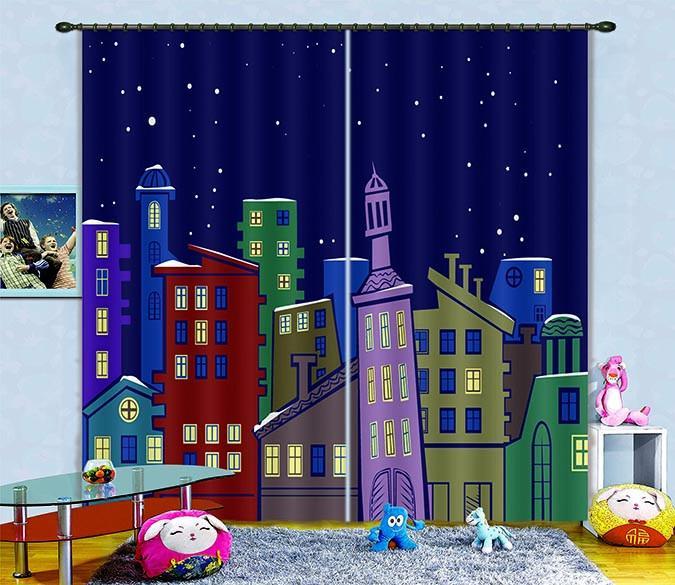 3D Buildings Painting 591 Curtains Drapes Wallpaper AJ Wallpaper 