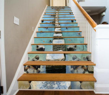 3D River Stones Road 782 Stair Risers Wallpaper AJ Wallpaper 