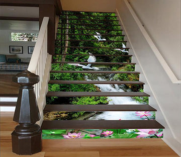 3D Creek Flying Birds 1425 Stair Risers Wallpaper AJ Wallpaper 