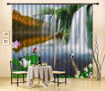 3D Lake Waterfalls 178 Curtains Drapes Wallpaper AJ Wallpaper 