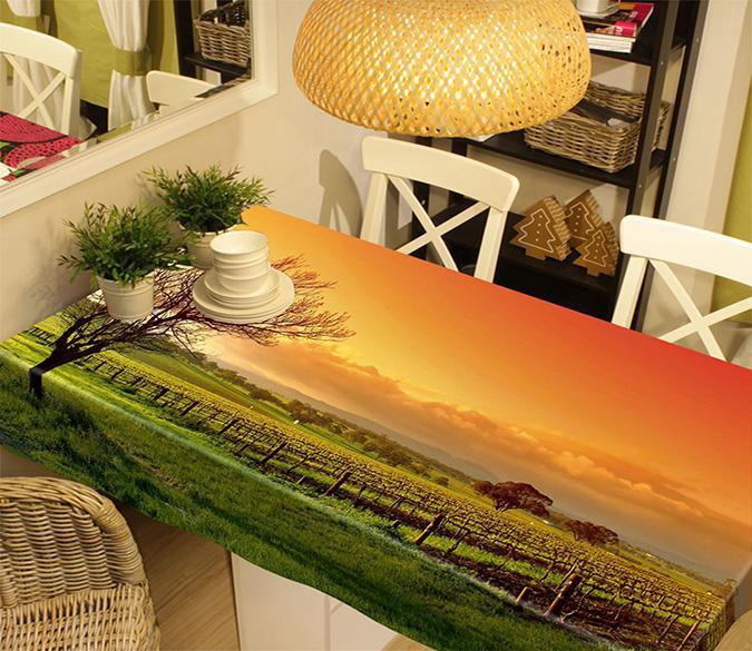 3D Vineyard Sunset 510 Tablecloths Wallpaper AJ Wallpaper 