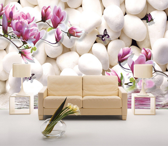 Stones And Flowers Branches Wallpaper AJ Wallpaper 