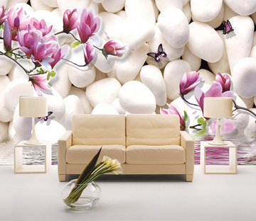 Stones And Flowers Branches Wallpaper AJ Wallpaper 