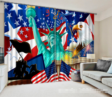3D American Flag And Liberty Statue 1218 Curtains Drapes Wallpaper AJ Wallpaper 
