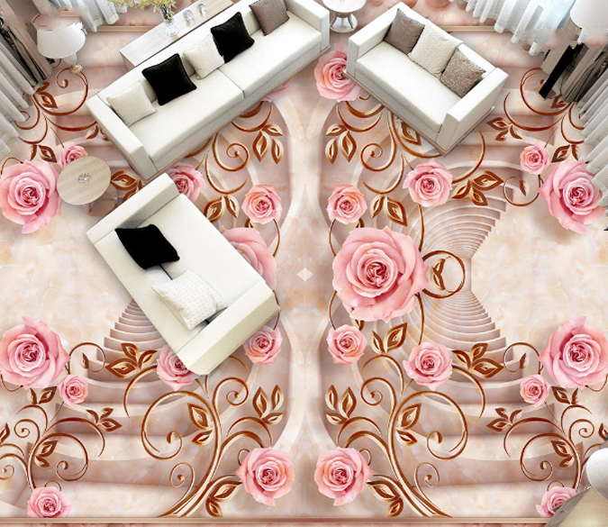 3D Flower Rattan Floor Mural Wallpaper AJ Wallpaper 2 
