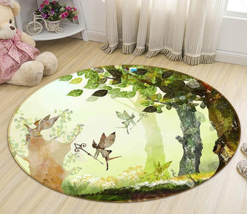 3D Forest Elves 36 Round Non Slip Rug Mat Mat AJ Creativity Home 