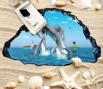 3D Dancing Dolphins Floor Mural Wallpaper AJ Wallpaper 2 