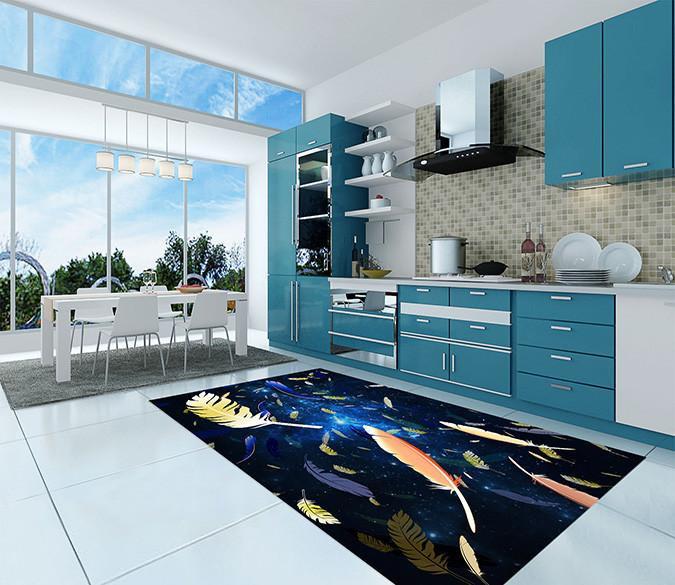 3D Stars Sky Feathers 515 Kitchen Mat Floor Mural Wallpaper AJ Wallpaper 