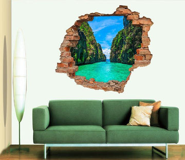 3D Mountain River Scenery 222 Broken Wall Murals Wallpaper AJ Wallpaper 