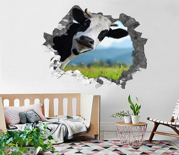 3D Funny Cow 187 Broken Wall Murals Wallpaper AJ Wallpaper 