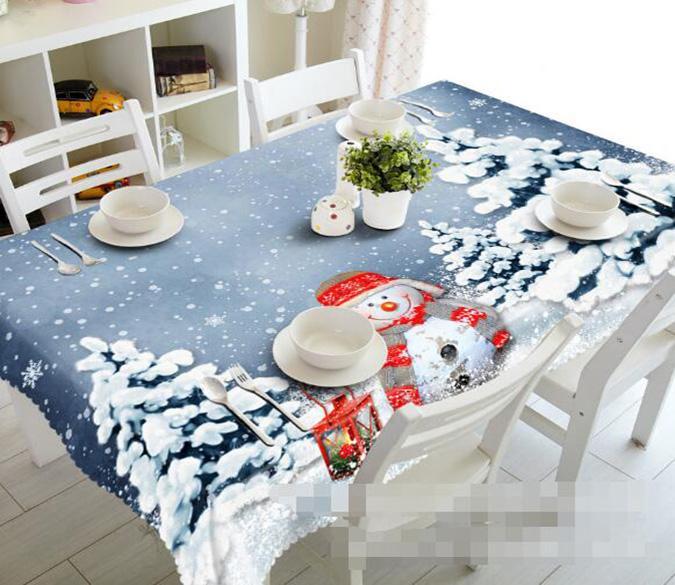 3D Snow Forest Snowman 1442 Tablecloths Wallpaper AJ Wallpaper 