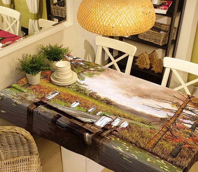 3D Lake Wood Bridge 71 Tablecloths Wallpaper AJ Wallpaper 
