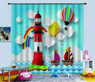 3D Sea Lighthouse Pattern 793 Curtains Drapes Wallpaper AJ Wallpaper 