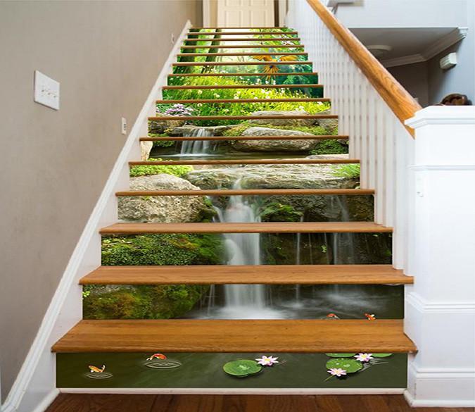 3D Creek Animals 1345 Stair Risers Wallpaper AJ Wallpaper 