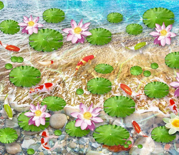 3D Elegant Lotus Pond Floor Mural Wallpaper AJ Wallpaper 2 
