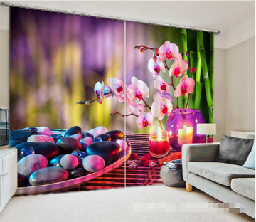 3D Flowers And Stones 1251 Curtains Drapes Wallpaper AJ Wallpaper 