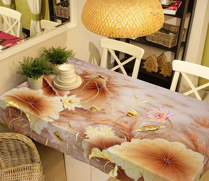 3D Lotus Flowers Pattern 201 Tablecloths Wallpaper AJ Wallpaper 
