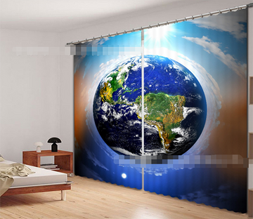 3D Space Earth 2146 Curtains Drapes