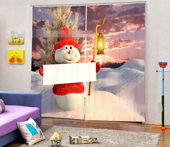 3D Snow Field Snowman 2023 Curtains Drapes Wallpaper AJ Wallpaper 