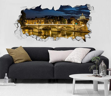 3D European City Night Scene 325 Broken Wall Murals Wallpaper AJ Wallpaper 