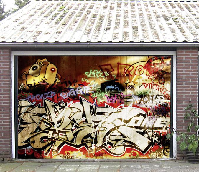 3D Wood Boards Graffiti 459 Garage Door Mural Wallpaper AJ Wallpaper 