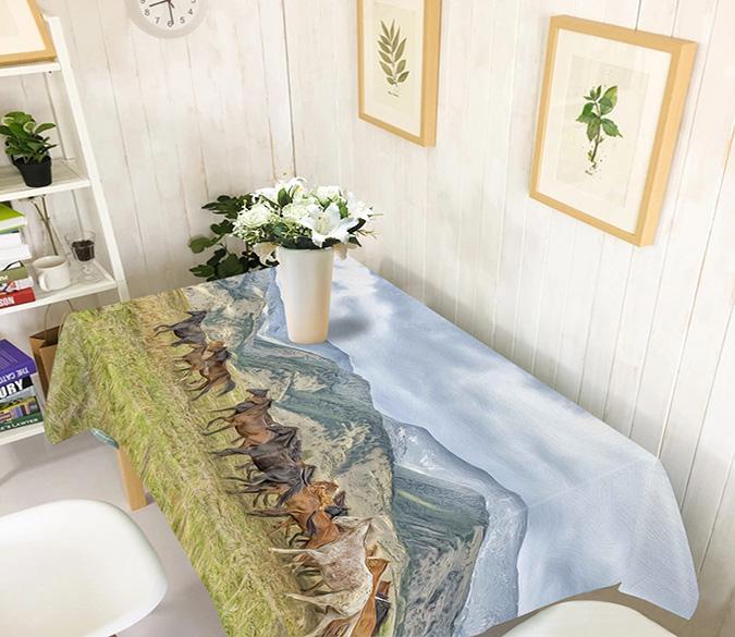 3D Mountains Horses 716 Tablecloths Wallpaper AJ Wallpaper 