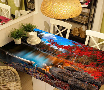 3D Lake Trees Fallen Leaves 514 Tablecloths Wallpaper AJ Wallpaper 