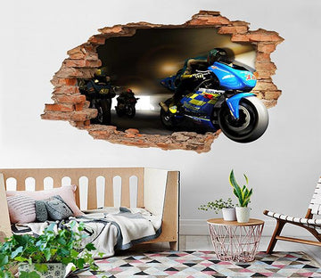 3D Motorcycle Team 14 Broken Wall Murals Wallpaper AJ Wallpaper 