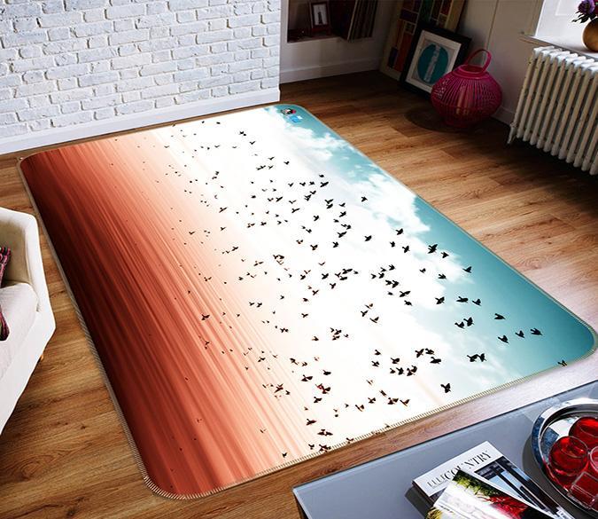 3D Flying Birds Herds 180 Non Slip Rug Mat Mat AJ Creativity Home 