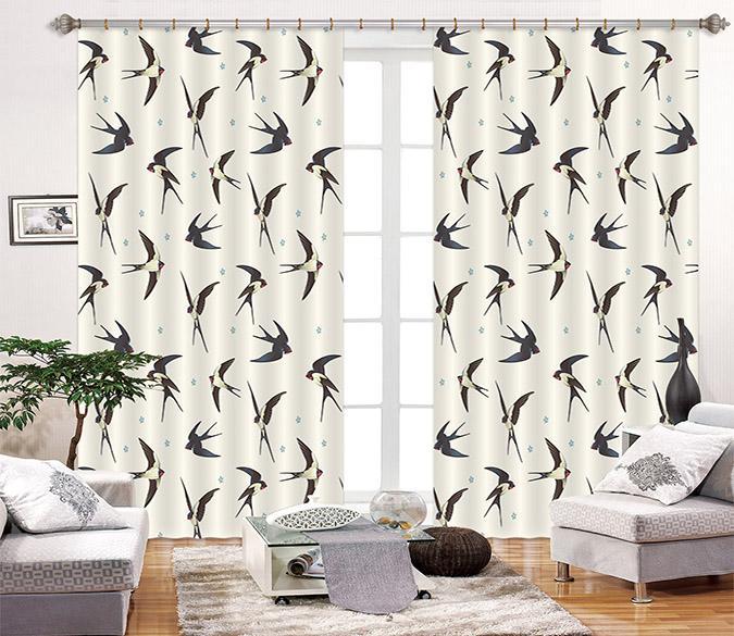 3D Swallows 2226 Curtains Drapes Wallpaper AJ Wallpaper 