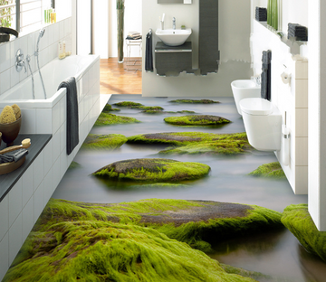 3D Mossy Stones Floor Mural Wallpaper AJ Wallpaper 2 