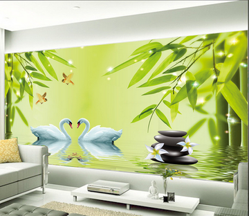 Bamboos Lake Scenery Wallpaper AJ Wallpaper 
