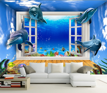 Sea Swimming Dolphins Wallpaper AJ Wallpaper 