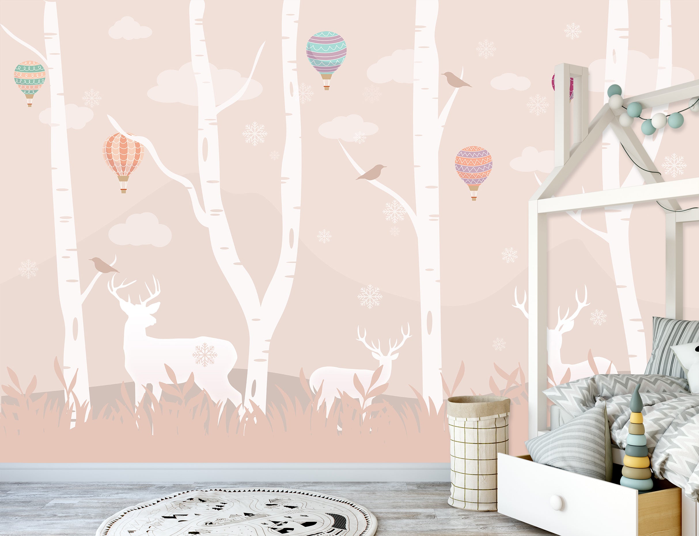 3D White Branches 1690 Wall Murals