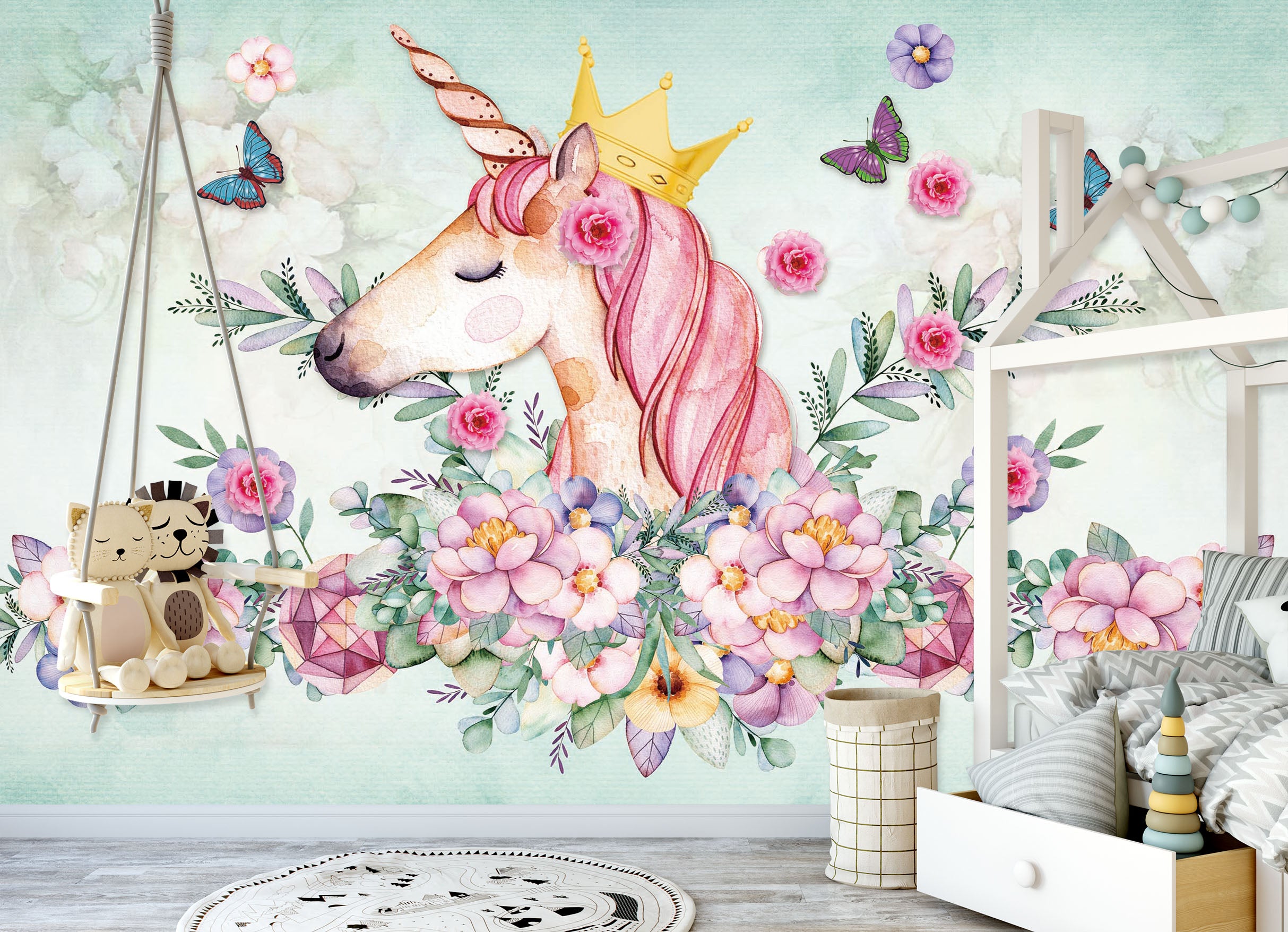 3D Pink Unicorn 1440 Wall Murals