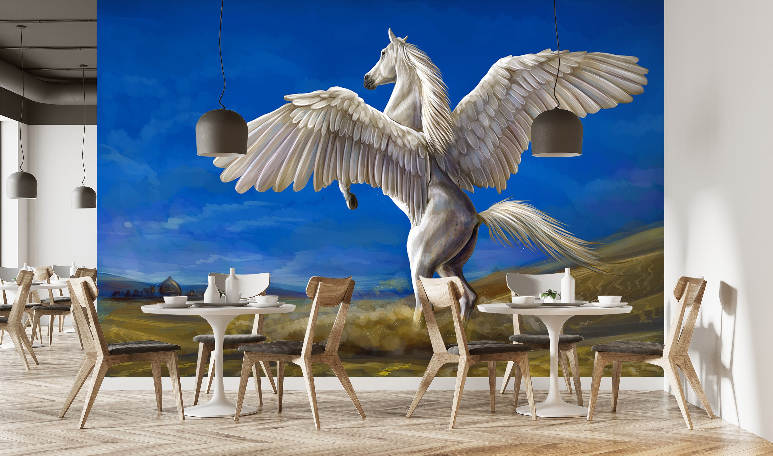 3D Pegasus Grassland 318 Wall Murals